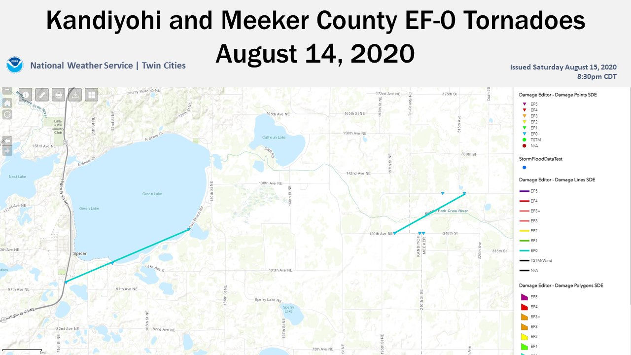Kandiyohi/Meeker County Line Tornado Path