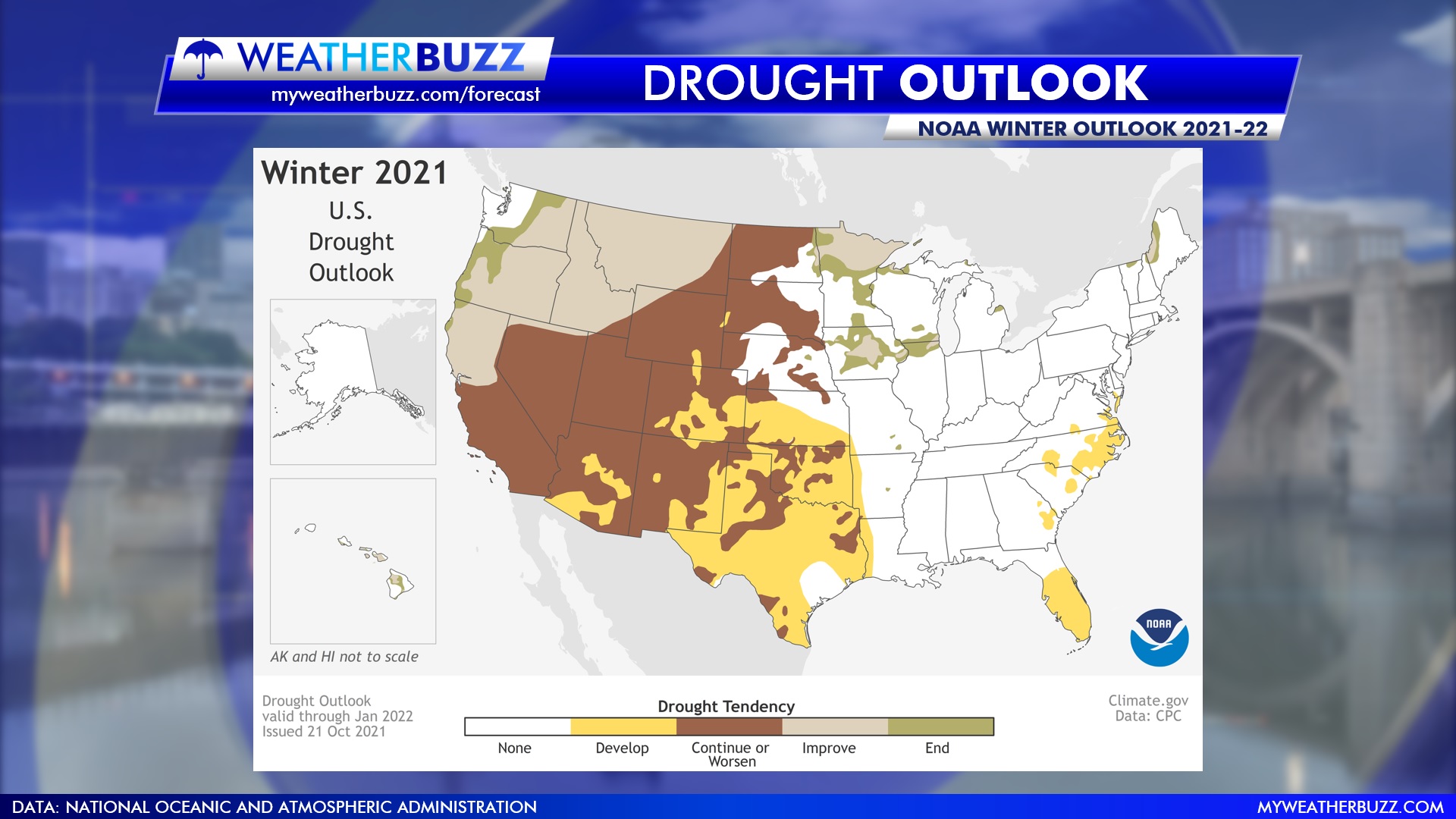 NOAA Drought Outlook for Winter 2021-22