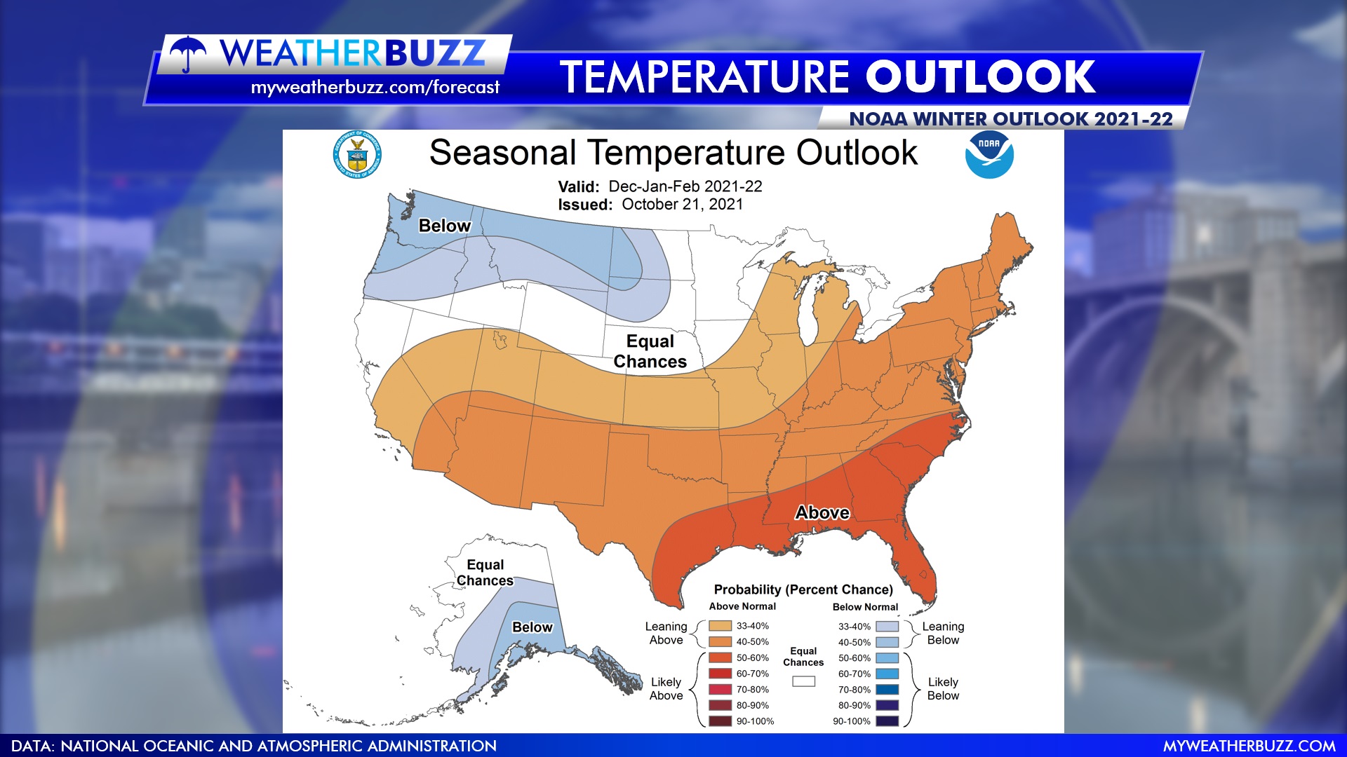 NOAA Temp Outlook for Winter 2021-22