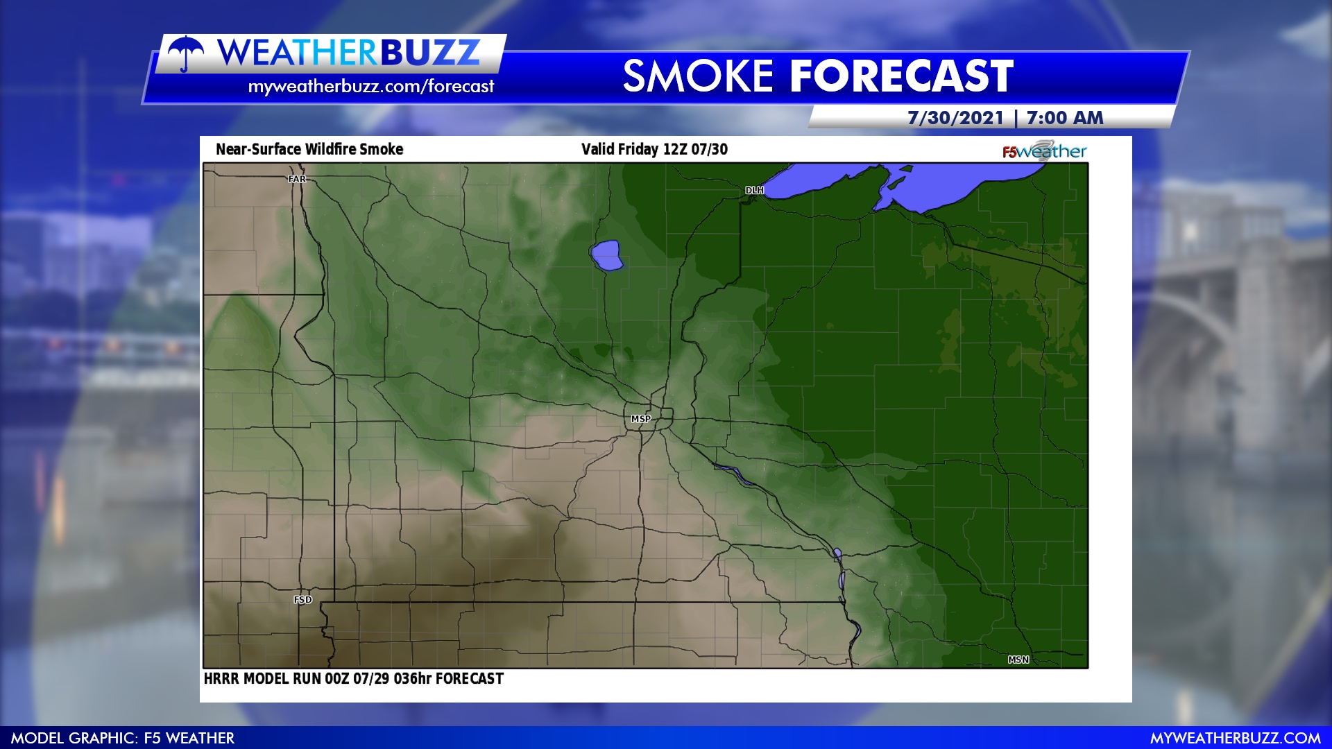 HRRR Forecast Model - Smoke Forecast 7 AM 7/30/21