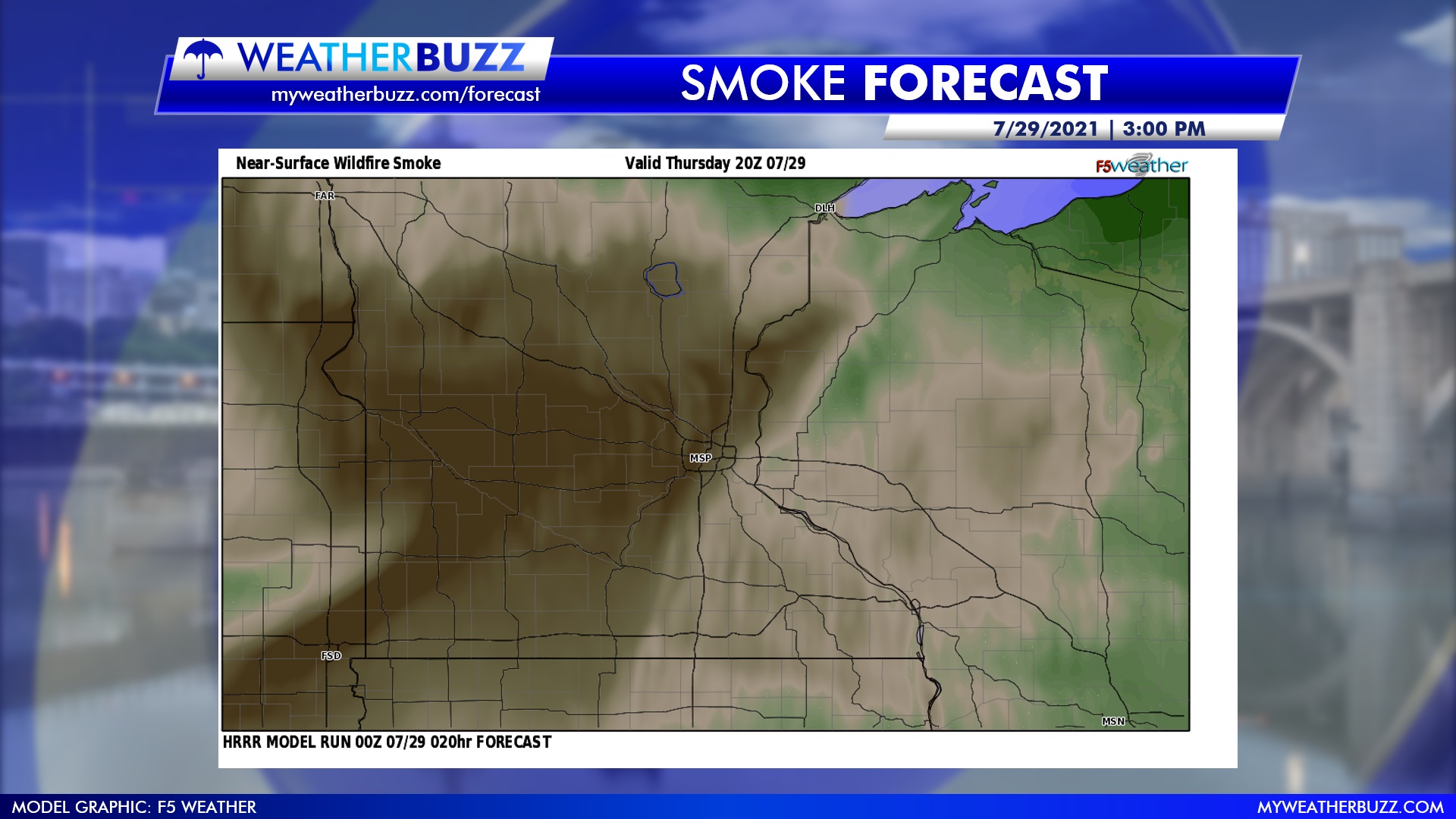 HRRR Forecast Model - Smoke Forecast 3 PM 7/29/21