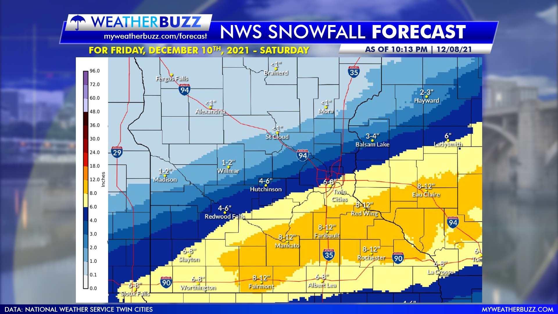Winter Storm Watch Snowfall Totals Forecast