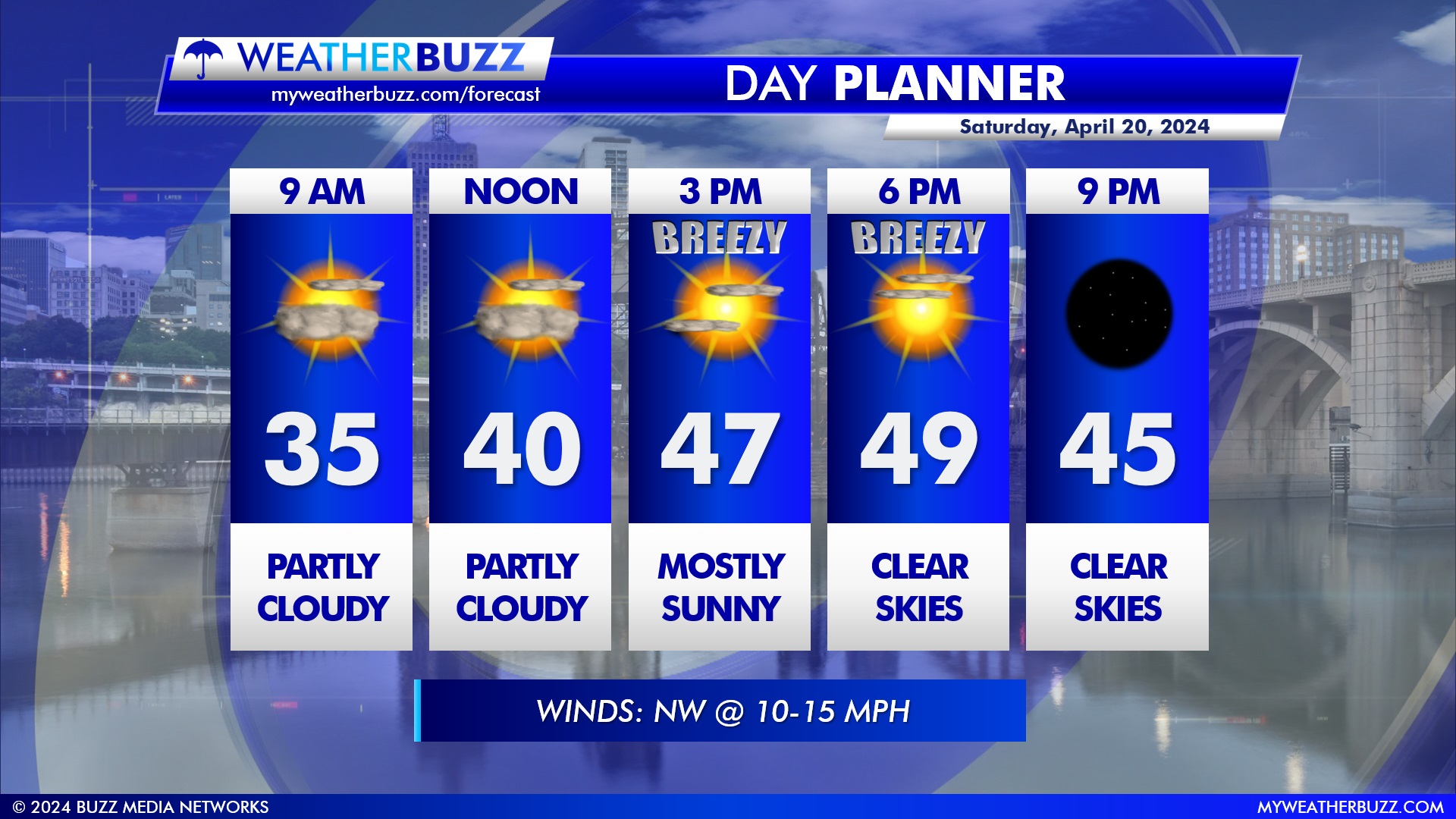 Weekend Day Planner Forecast for Saturday