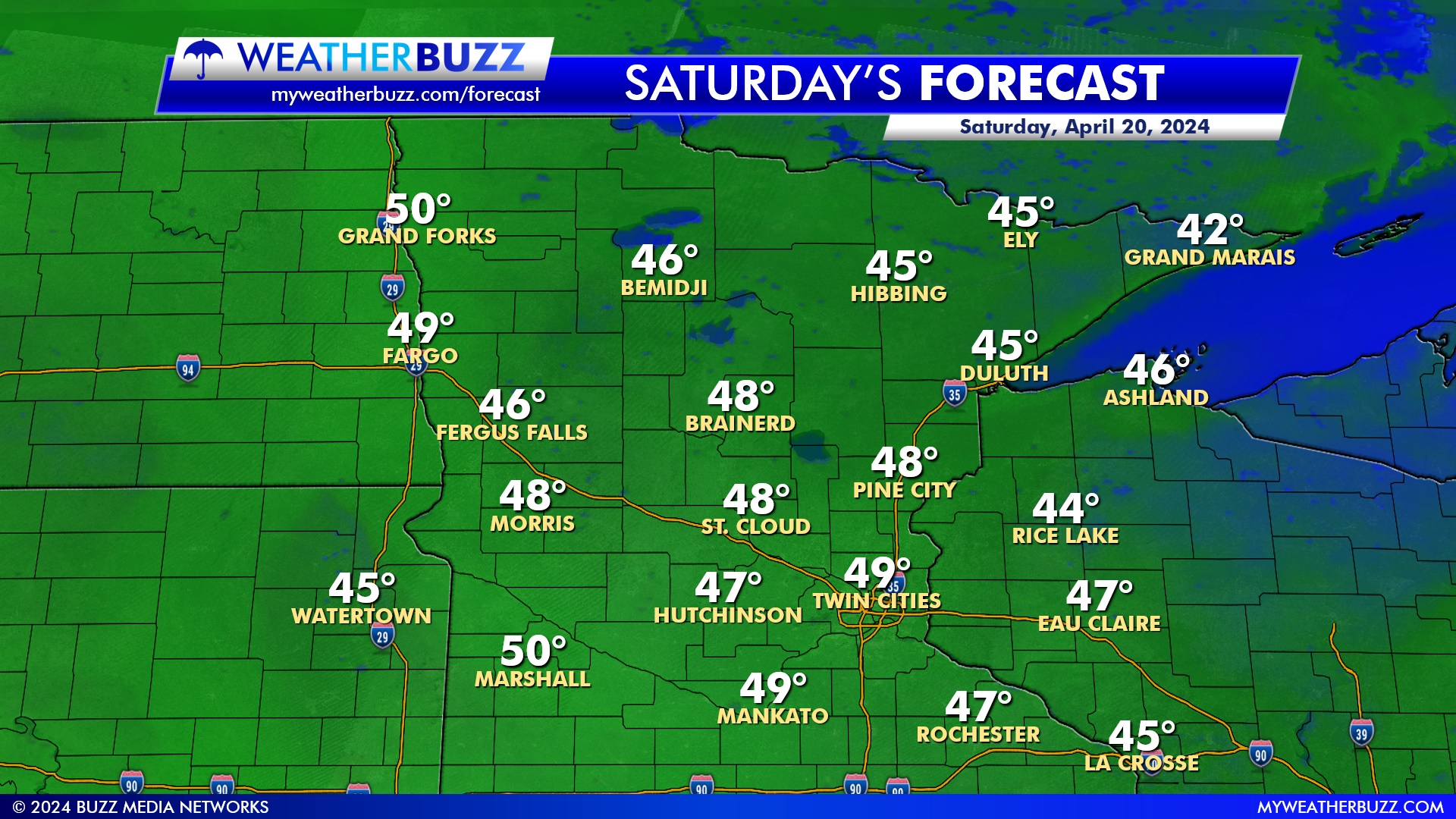 Weekend Statewide Forecast for Saturday