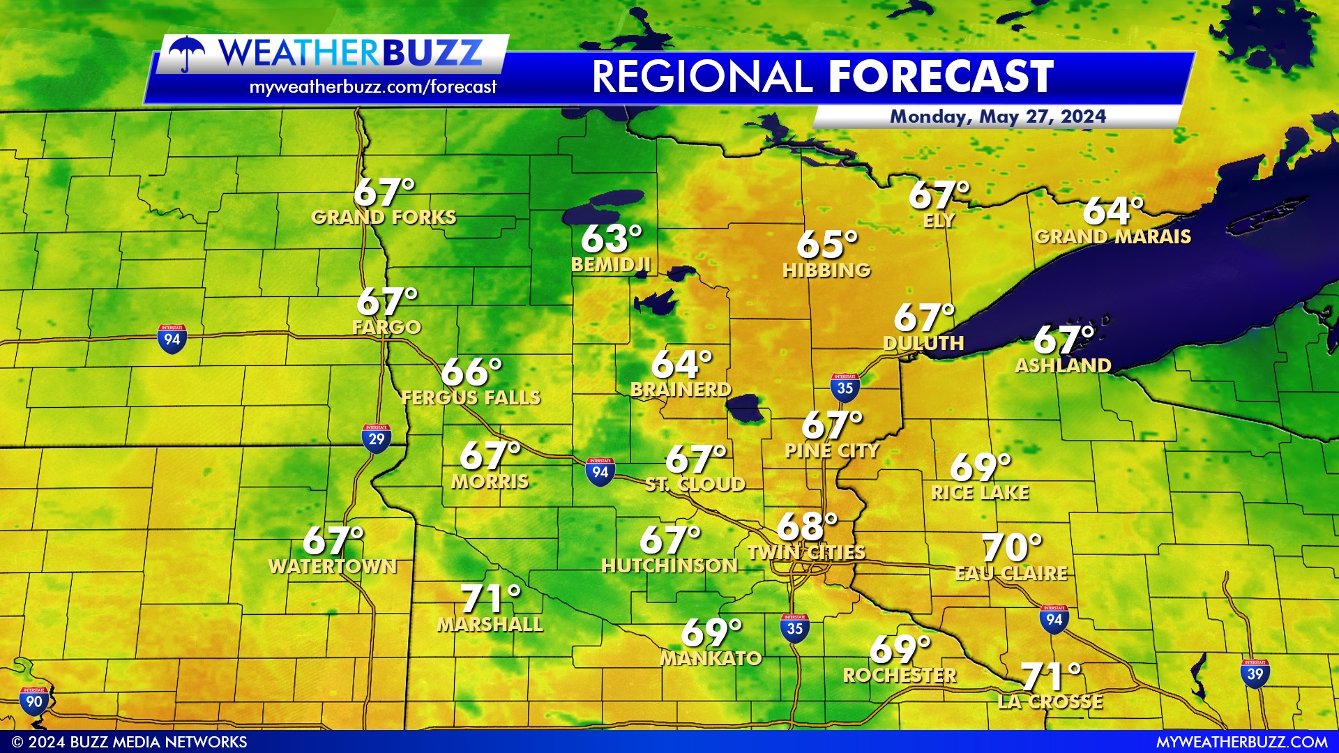 Regional Weather Forecast for Memorial Day