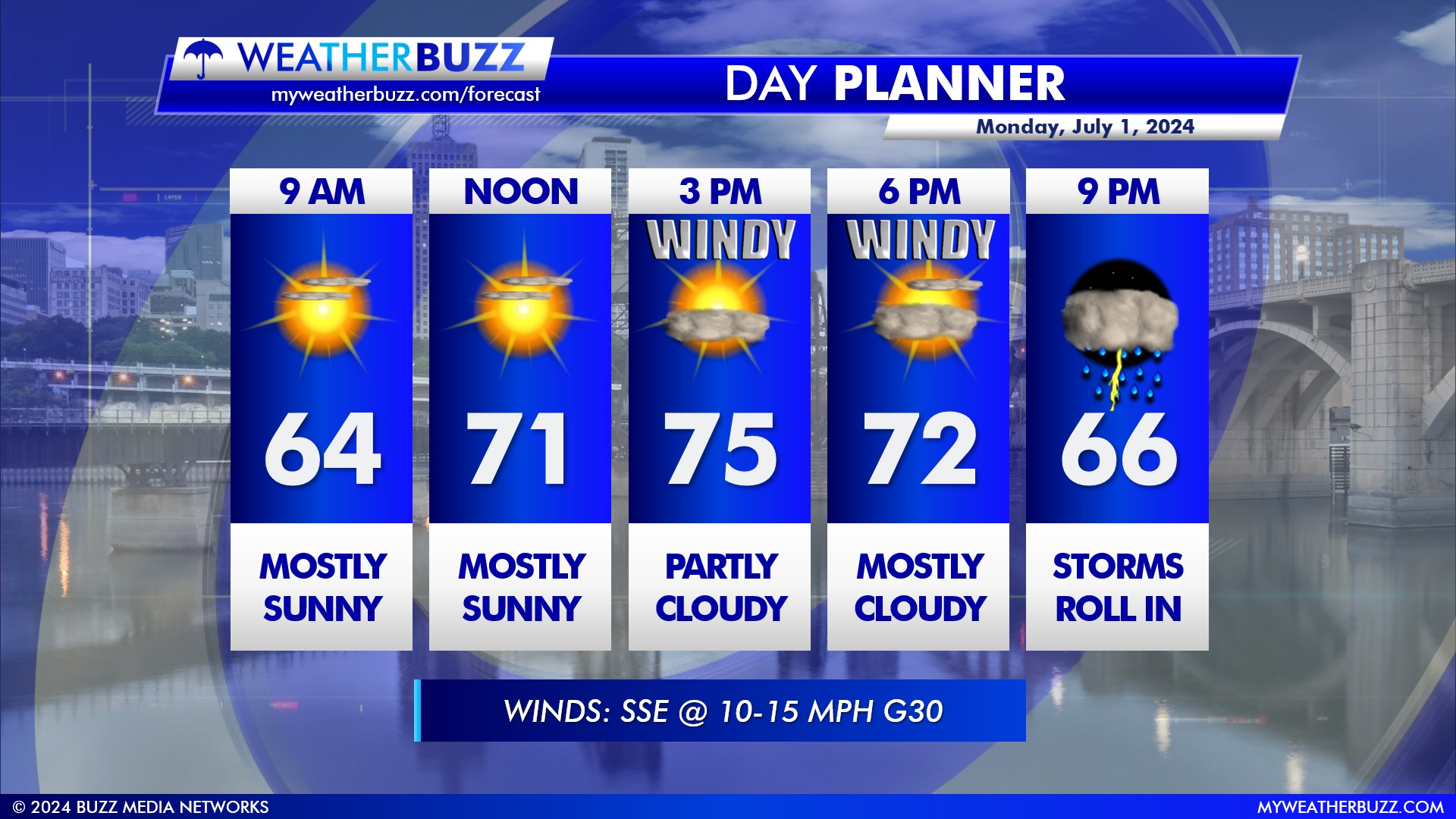 Hourly Weather Forecast for Monday