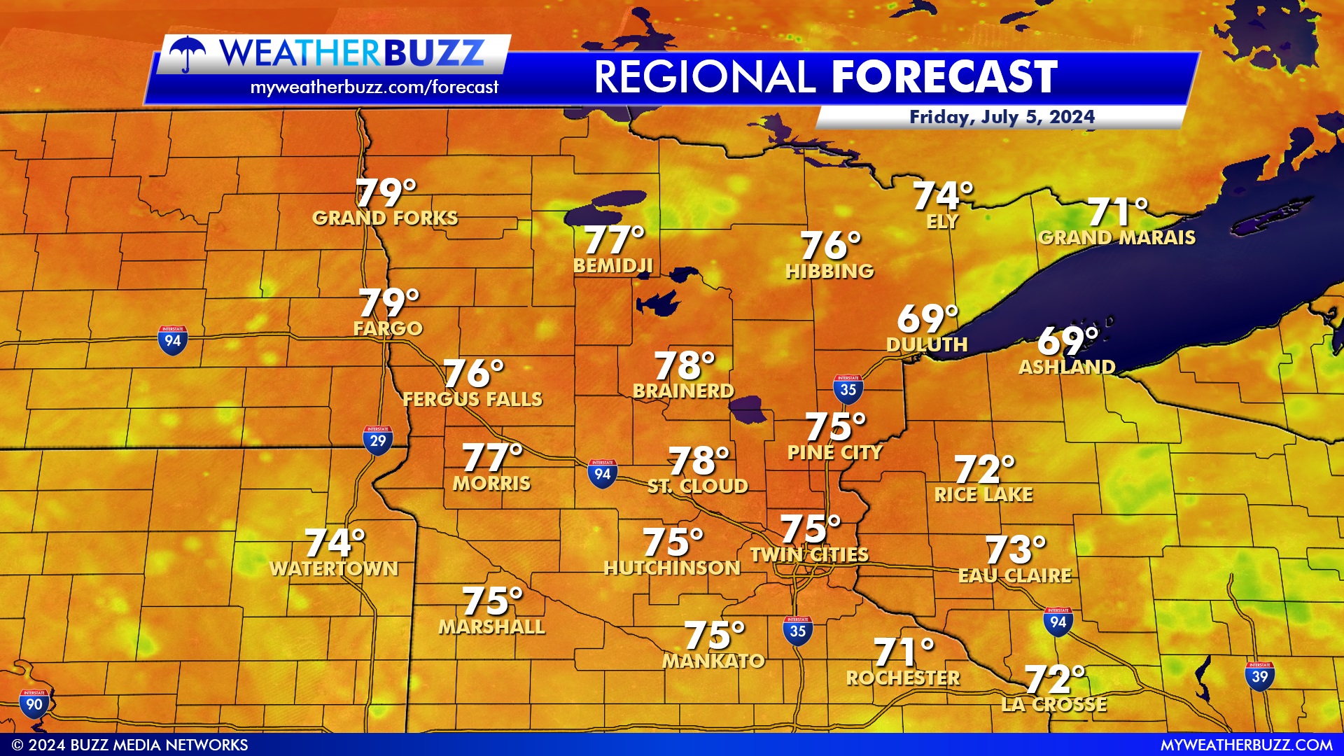 Regional Weather Forecast for Friday