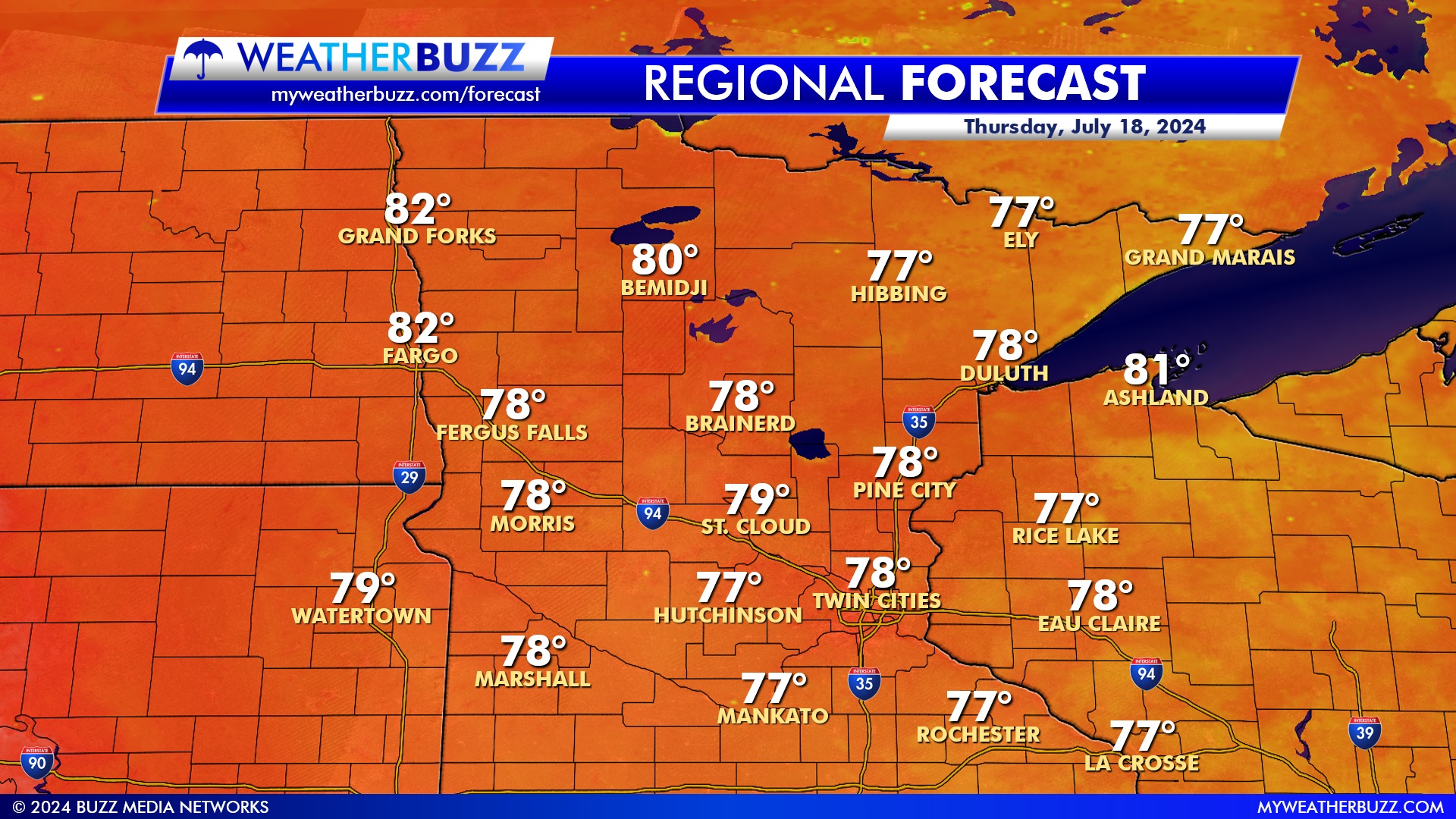 Regional Weather Forecast for Thursday